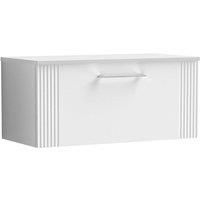 Nuie Deco 800mm Wall Hung Single Drawer Vanity & Worktop - Satin White
