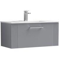 Nuie Deco 800mm Wall Hung Single Drawer Vanity & Basin 2 - Satin Grey