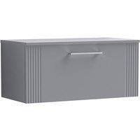Nuie Deco 800mm Wall Hung Single Drawer Vanity & Worktop - Satin Grey