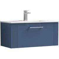 Nuie Deco 800mm Wall Hung Single Drawer Vanity & Basin 2 - Satin Blue