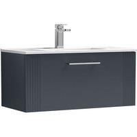 Nuie Deco 800mm Wall Hung Single Drawer Vanity & Basin 2 - Satin Anthracite