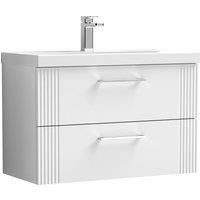 Nuie Deco 800mm Wall Hung 2 Drawer Vanity & Basin 1 - Satin White