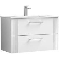 Nuie Deco 800mm Wall Hung 2 Drawer Vanity & Basin 2 - Satin White