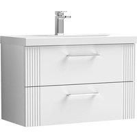 Nuie Deco 800mm Wall Hung 2 Drawer Vanity & Basin 3 - Satin White