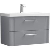 Nuie Deco 800mm Wall Hung 2 Drawer Vanity & Basin 1 - Satin Grey