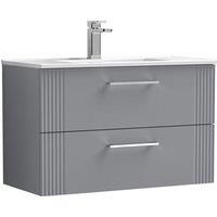 Nuie Deco 800mm Wall Hung 2 Drawer Vanity & Basin 2 - Satin Grey