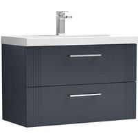 Nuie Deco 800mm Wall Hung 2 Drawer Vanity & Basin 1 - Satin Anthracite