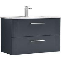 Nuie Deco 800mm Wall Hung 2 Drawer Vanity & Basin 2 - Satin Anthracite