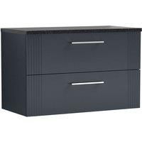 Nuie Deco WH 2-Drawer Vanity Unit & Black Worktop 800mm - Satin Anthracite