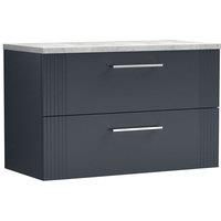 Nuie Deco Wall Hung 2-Drawer Vanity Unit & Grey Worktop 800mm - Satin Anthracite