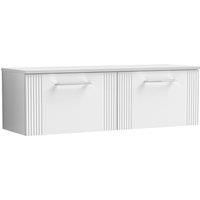 Nuie Deco 1200mm Wall Hung 2 Drawer Vanity & Worktop - Satin White