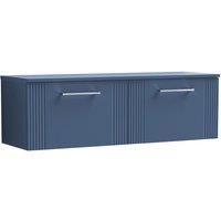 Nuie Deco Wall Hung 2-Drawer Vanity Unit with Worktop 1200mm Wide - Satin Blue