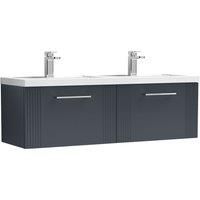 Nuie Deco 1200mm Wall Hung 2 Drawer Vanity & Double Polymarble Basin - Satin Anthracite