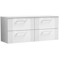 Nuie Deco 1200mm Wall Hung 4 Drawer Vanity & Worktop - Satin White