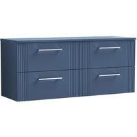 Nuie Deco 1200mm Wall Hung 4 Drawer Vanity & Worktop - Satin Blue
