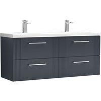 Nuie Deco 1200mm Wall Hung 4 Drawer Vanity & Double Ceramic Basin - Satin Anthracite