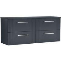 Nuie Deco 1200mm Wall Hung 4 Drawer Vanity & Worktop - Satin Anthracite