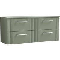 Nuie Deco Wall Hung 4-Drawer Vanity Unit & Worktop 1200mm - Reed Green