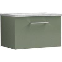 Nuie Arno Wall Hung 1-Drawer Vanity Unit & Grey Worktop 600mm - Reed Green