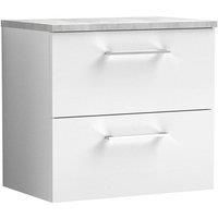 Nuie Arno 605mm Wall Hung Single Vanity Unit with Worktop white 56.1 H x 60.5 W x 39.0 D cm