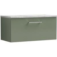 Nuie Arno Wall Hung 1-Drawer Vanity Unit & Grey Worktop 800mm - Reed Green