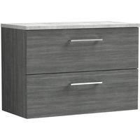 Nuie Arno 800mm Wall Hung 2 Drawer Vanity & Bellato Grey Laminate Top Anthracite