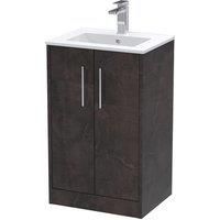 Hudson Reed Juno 500mm Floor Standing 2 Door Vanity & Minimalist Basin - Metallic Slate