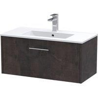 Hudson Reed Juno 800mm Wall Hung 1 Drawer Vanity & Minimalist Basin - Metallic Slate