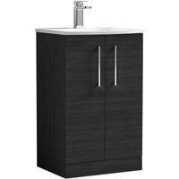 Nuie Arno Floor Standing 2-Door Vanity Unit & Basin-4 500mm - Charcoal Woodgrain