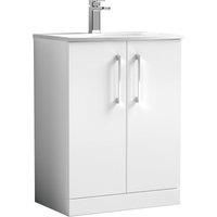 Nuie Arno Floor Standing 2-Door Vanity Unit & Basin-4 600mm - Gloss White