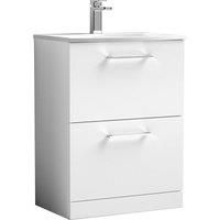 Nuie Arno Floor Standing 2-Drawer Vanity Unit & Basin-4 600mm - Gloss White