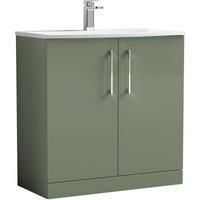 Nuie Arno Floor Standing 2-Door Vanity Unit & Basin-4 800mm - Reed Green
