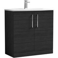 Nuie Arno Floor Standing 2-Door Vanity Unit & Basin-4 800mm - Charcoal Woodgrain
