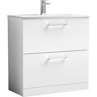 Nuie Arno Floor Standing 2-Drawer Vanity Unit & Basin-4 800mm - Gloss White