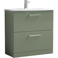 Nuie Arno Floor Standing 2-Drawer Vanity Unit & Basin-4 800mm - Reed Green