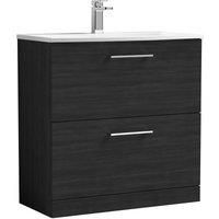 Nuie Arno FS 2-Drawer Vanity Unit & Basin-4 800mm - Charcoal Woodgrain