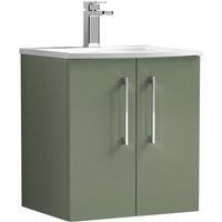Nuie Arno Wall Hung 2-Door Vanity Unit & Basin-4 500mm - Reed Green