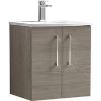 Nuie Arno Wall Hung 2-Door Vanity Unit & Basin-4 500mm - Solace Oak Woodgrain