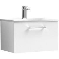Nuie Arno Wall Hung 1-Drawer Vanity Unit with Basin-4 600mm Wide - Gloss White