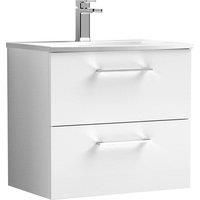 Nuie Arno 600mm Wall Hung 2 Drawer Vanity & Curved Basin Gloss White