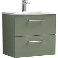 Nuie Arno Wall Hung 2-Drawer Vanity Unit & Basin-4 600mm - Reed Green