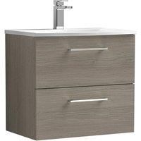 Nuie Arno 600mm Wall Hung 2 Drawer Vanity & Curved Basin Solace Oak