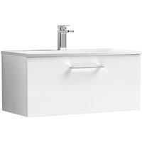 Nuie Arno 800mm Wall Hung 1 Drawer Vanity & Curved Basin Gloss White