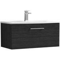 Nuie Arno 800mm Wall Hung 1 Drawer Vanity & Curved Basin Charcoal Black