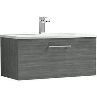 Nuie Arno 800mm Wall Hung 1 Drawer Vanity & Curved Basin Anthracite