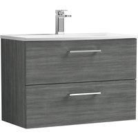 Nuie Arno Wall Hung 2-Drawer Vanity Unit & Basin-4 800mm - Anthracite Woodgrain
