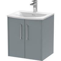Hudson Reed Juno 500mm Wall Hung 2 Door Vanity & Curved Basin - Coastal Grey