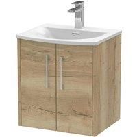 Hudson Reed Juno 500mm Wall Hung 2 Door Vanity & Curved Basin - Autumn Oak