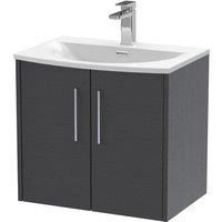 Hudson Reed Juno 600mm Wall Hung 2 Door Vanity & Curved Basin - Graphite Grey
