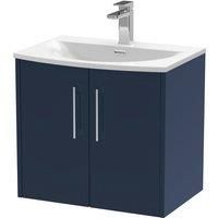 Hudson Reed Juno 600mm Wall Hung 2 Door Vanity & Curved Basin - Electric Blue